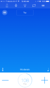 Practice+ Metronome App screenshot set to 108 bpm
